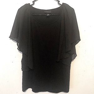 Lane Bryant black top sheer flutter sleeves 14/16